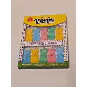 PEEPS Bunny String Lights 10 2" LED Multicolor Cute Easter Holiday Home Decor